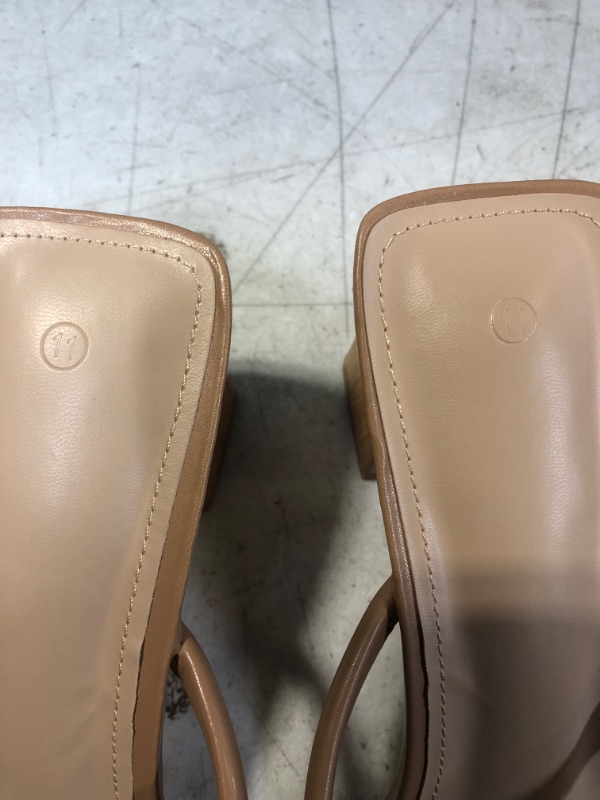 Photo 1 of Jeimpoey Heeled Sandals Double Strap Mid Heels Square Open-toe Block Heel Mule Sandals SIZE 11
