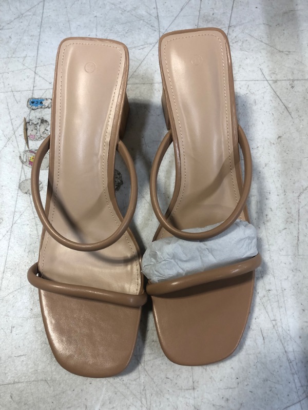 Photo 1 of Jeimpoey Heeled Sandals Double Strap Mid Heels Square Open-toe Block Heel Mule Sandals SIZE 11
