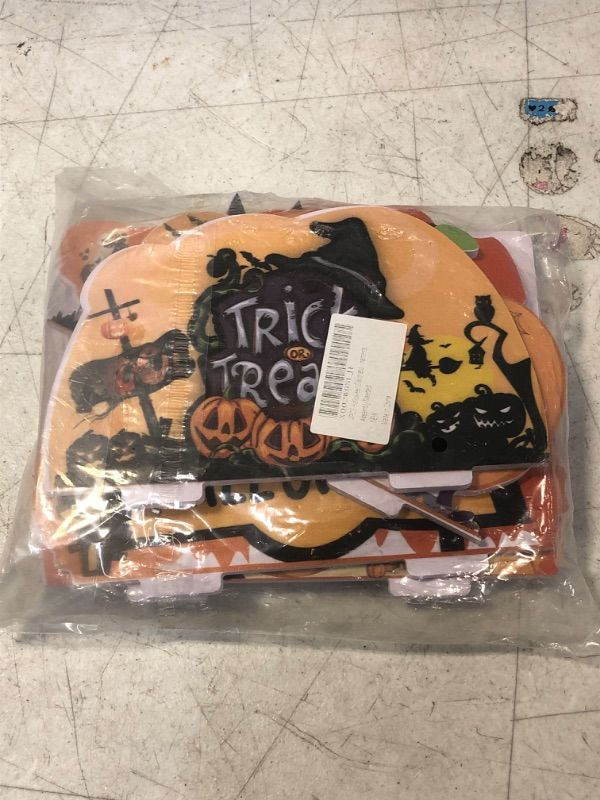Photo 2 of 4PCS Halloween Decorations, Table Centerpieces Trick or Treat Signs, Pumpkin Party Decor Supplies Ornaments, Assembly Needed red