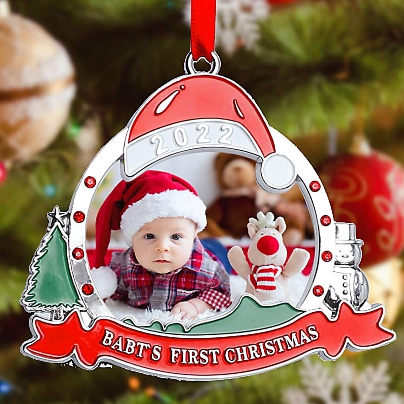 Photo 1 of Baby First Christmas Photo Ornament 2022 - My First Christmas Xmas Tree Picture Frame Ornament - Personalized 1st Christmas Baby Ornament 2022 - Baby Christmas Decoration Gifts