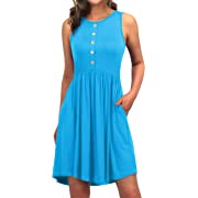 Photo 1 of EASYDWELL Sleeveless Casual Summer Flare Tshirt Dress with Pockets Sundresses for Women SMALL
