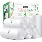 Photo 1 of 330 Counts Strong Trash Bags Garbage Bags by Teivio, Bathroom Trash Can Bin Liners, Small Plastic Bags for home office kitchen (4 Gallon, Clear)
