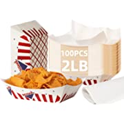 Photo 1 of 100 PCS Paper Food Trays 2 lb Food Holder Trays,Eco Friendly Food Boats,Disposable Classic American Design Nacho Trays for Festival,Carnival and Concession Stand Treats Like Fries,Chicken Tenders
