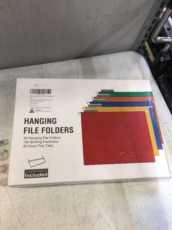 Photo 2 of Binditek 30 Pcs Hanging File Folders with tabs,100 Prong Fasteners Complete Set Included, 5 Assorted Colors Hanging Folders