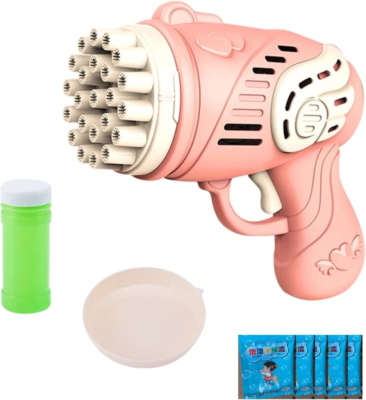 Photo 1 of 10  Hole Bubble Machine for Kids Ages 4-10 Boys Girls Birthday Gifts 2022 Upgrade Toy Gift Bubble Maker Bubble Gun Summer Outdoor Super Large Phantom Light Automatic Bubble Machine