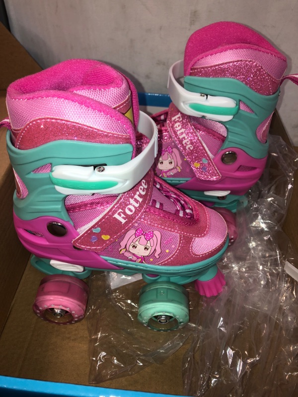 Photo 2 of Fotree Roller Skates for Girls with Light Up Wheels, Adjustable Kids Outdoor Skates, All 8 Wheels of Girl's Skates Shine, for Beginners
Size 31-34