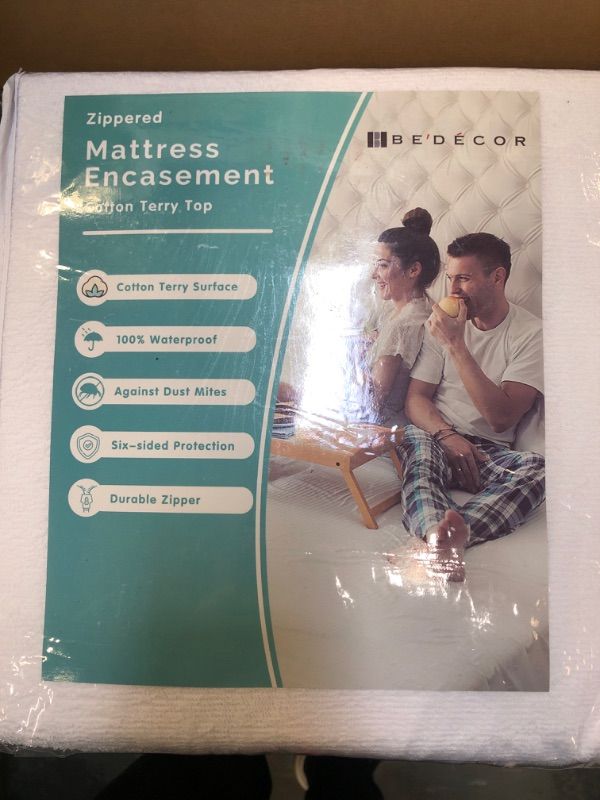 Photo 3 of Bedecor Twin Zippered Mattress Encasement Waterproof Mattress Cover Protector Cotton Terry Surface,Six-Sided Waterproof Protection Deep Pocket to 13",Breathable Soft Noiseless Vinyl-Free,White
