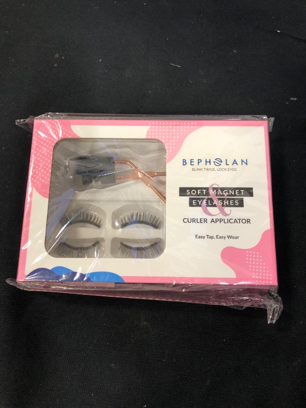 Photo 2 of BEPHOLAN Soft Magnetic False Eyelashes, With Eyelash Curler Applicator, 1 Pairs Faux Mink Fake Eyelashes, 010
