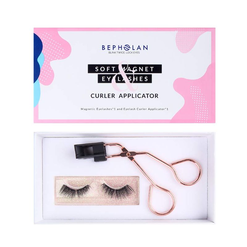 Photo 1 of BEPHOLAN Soft Magnetic False Eyelashes, With Eyelash Curler Applicator, 1 Pairs Faux Mink Fake Eyelashes, 010
