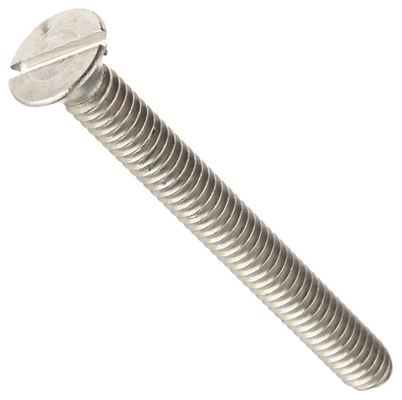 Photo 1 of 18-8 Stainless Steel Machine Screw, Plain Finish, Flat Head, Slotted Drive, Meets ASME B18.6.3, 1-3/4" Length, Fully Threaded, #6-32 Threads (Pack of 50)
