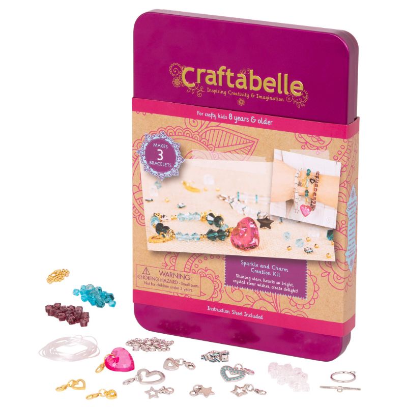 Photo 1 of Craftabelle – Sparkle and Charm Creation Kit – Bracelet Making Kit – 141pc Jewelry Set with Crystal Beads – DIY Jewelry Sets for Kids Aged 8 Years +