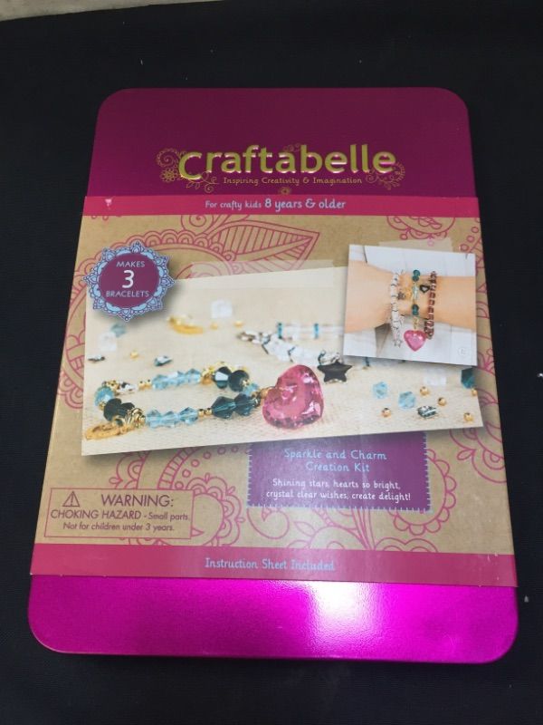 Photo 2 of Craftabelle – Sparkle and Charm Creation Kit – Bracelet Making Kit – 141pc Jewelry Set with Crystal Beads – DIY Jewelry Sets for Kids Aged 8 Years +