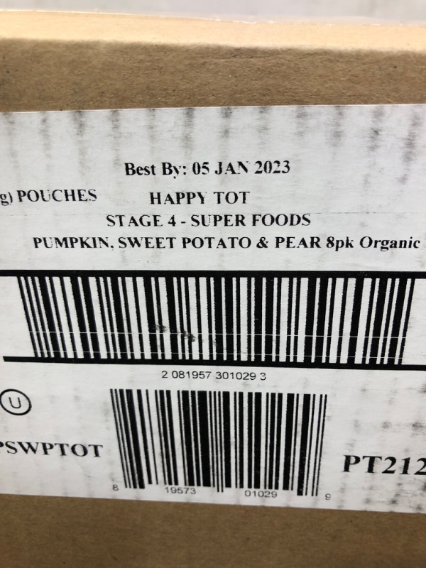 Photo 3 of 2 PK (8 Pouches) Happy Tot Super Foods Organic Pears Bananas Sweet Potato & Pumpkin + Super Chia Baby Food 4.22 Oz
, EXP 05JAN2023