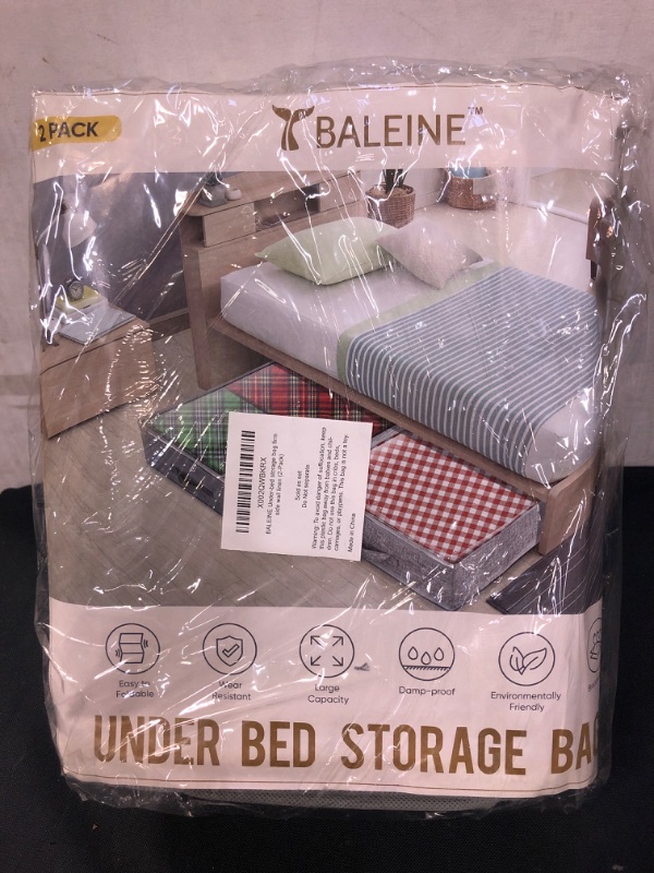 Photo 2 of BALEINE 2 Pack Underbed Storage Bags with Zippers, Clear Top and Reinforced Handles to Organize Clothes, Comforters, Shoes and Gift Wrapping Paper, Linen Fabric, Rigid Sidewall
