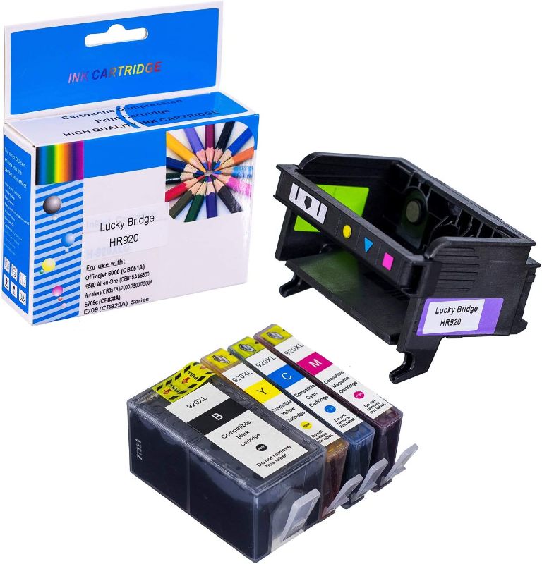 Photo 1 of LKB Remanufactured 1 PK HR920 Printhead and 1 Set of Ink Cartridge Replacement for HP6000 6500 6500A 7000 7500A Printers(Printhead and Cartridge)-USA
