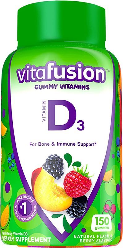 Photo 1 of Vitafusion Vitamin D3 Gummy Vitamins for Bone and Immune System Support, Peach, Blackberry and Strawberry Flavored, 50 mcg Vitamin D, America’s Number 1 Gummy Vitamin Brand, 75 Day Supply, 150 Count EXP 12/23