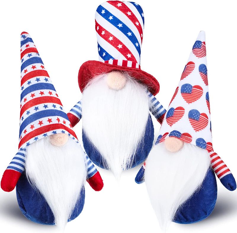Photo 1 of 3 Pieces Cmas Gnomes Holiday Tomte 4th of July Gnomes Plush Decorations Veterans Day Tomte Decoration Gnome Figurines Stars and Stripes Nisse Handmade Scandinavian Ornaments Plush gnome
