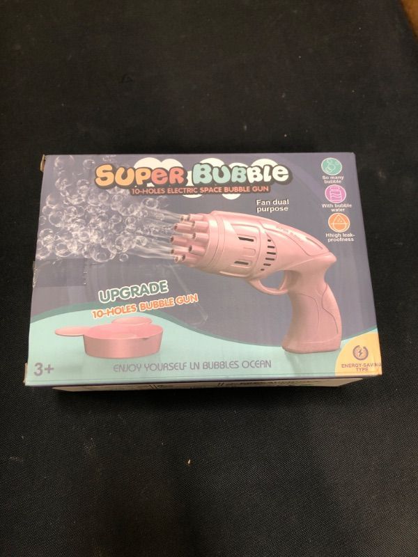 Photo 1 of Bubble Gun Machine for Kids, Automatic Bubble Blower with Bottle Bubble Refill Solution, Summer Toys, Birthday Gifts, Outdoor Toys for Boys Girls Toddlers (Pink)
