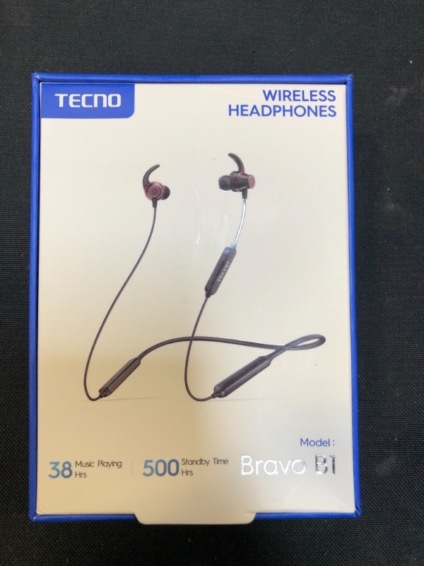 Photo 3 of TECNO B1 Bluetooth Headphones, Bluetooth Earbuds Wireless with 38Hrs Playtime, Wireless Bluetooth Headphones for Sports, Sweatproof & IPX5 Waterproof Wireless Headphones?Black?
