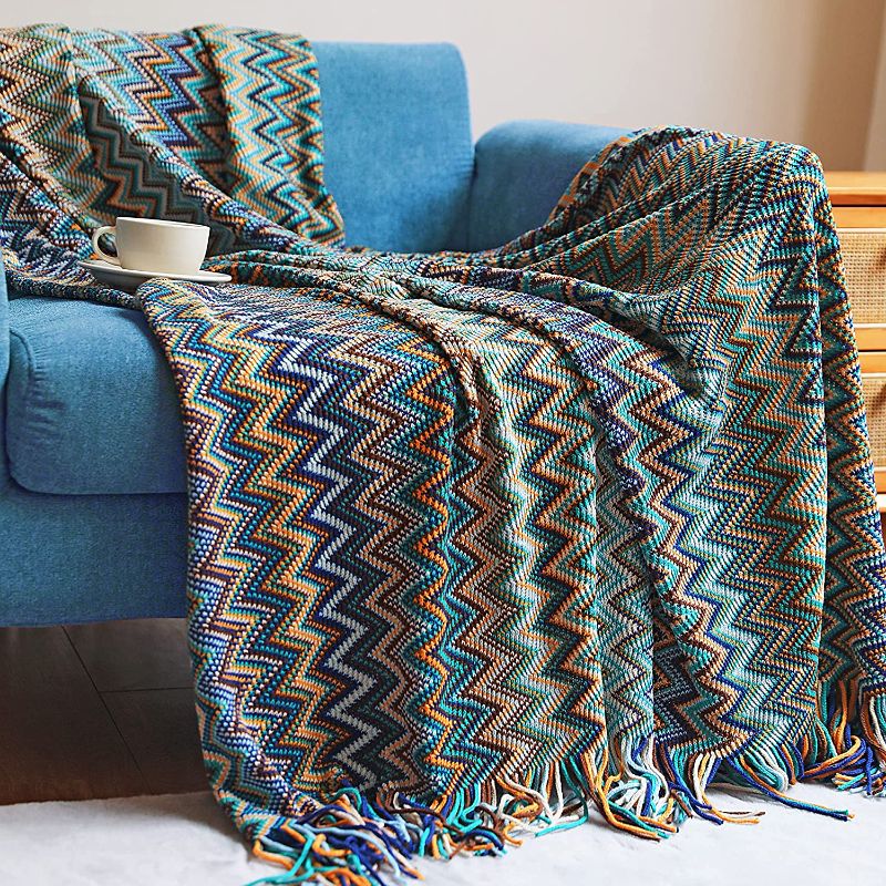 Photo 1 of Boho Throw Blankets Outdoor Knitted Tassel Blankets, Super Soft Cozy Lightweight Couch Decorative Bohemian afghans Throw Blankets, Bed, Sofa, Outdoor Throw Blanket - All Seasons 
