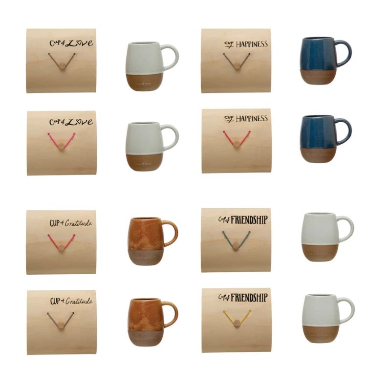 Photo 1 of 18 oz. Stoneware Mug w/ Wood Gift Box & Saying( SET OF 8)
