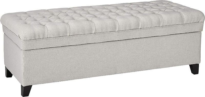 Photo 1 of Christopher Knight Home Juliana Fabric Storage Ottoman, Light Gray
