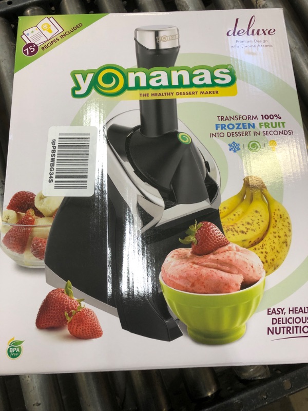 Photo 2 of Yonanas 988BK Deluxe Vegan Non-Dairy Frozen Fruit Soft Serve Dessert Maker, BPA Free, Includes 75 Recipes, 200 Watts, Black Black Dessert Maker