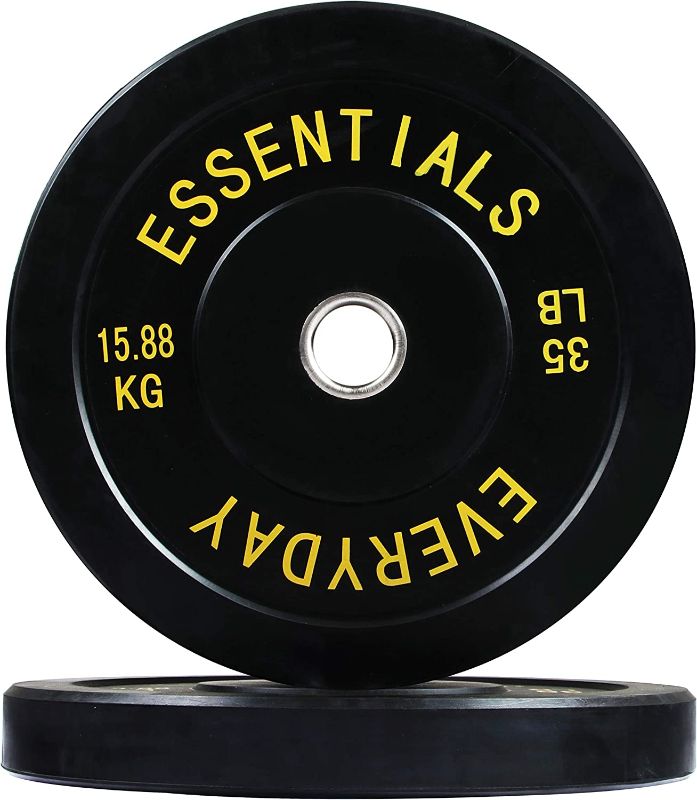 Photo 1 of BalanceFrom Everyday Essentials Color Coded Olympic Bumper Plate Weight Plate with Steel Hub, Pairs or Sets
