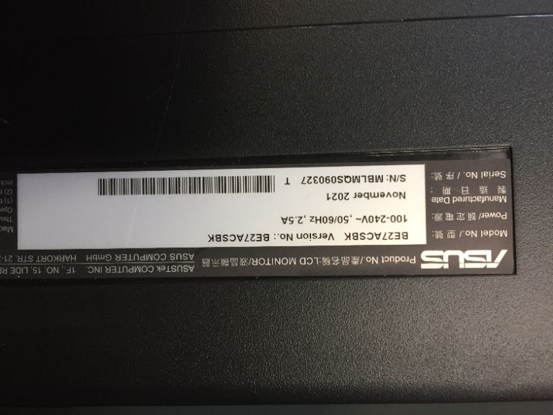 Photo 5 of ASUS 27” 1440P Video Conference Monitor (BE27ACSBK) - QHD (2560 x 1440), IPS, Built-in 2MP Webcam, Mic Array, Speakers, Eye Care, Wall Mountable, AI Noise-canceling, USB-C, HDMI, Zoom Certified 27" IPS QHD w/Webcam, Zoom Certified * POWER CABLE ONLY ACCES