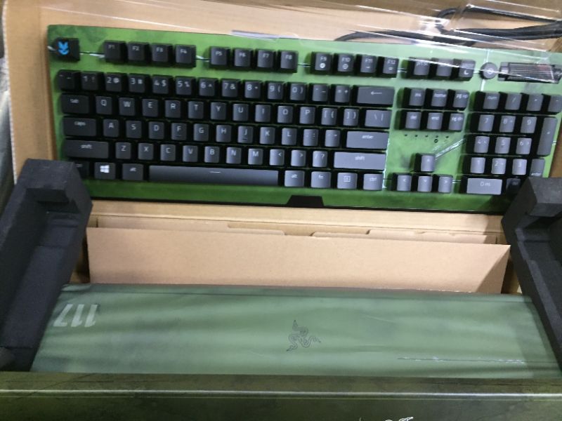 Photo 2 of Razer BlackWidow V3 Mechanical Gaming Keyboard: * VERY MINOR USE*  Green Mechanical Switches - Tactile & Clicky - Chroma RGB Lighting - Compact Form Factor - Programmable Macros - Halo Infinite Halo Infinite Edition BlackWidow V3 Green Switches - Tactile 