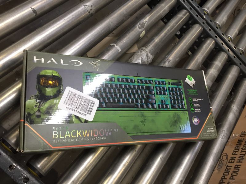 Photo 3 of Razer BlackWidow V3 Mechanical Gaming Keyboard: * VERY MINOR USE*  Green Mechanical Switches - Tactile & Clicky - Chroma RGB Lighting - Compact Form Factor - Programmable Macros - Halo Infinite Halo Infinite Edition BlackWidow V3 Green Switches - Tactile 