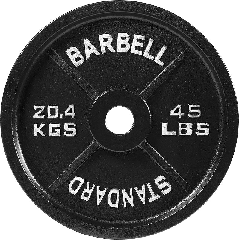 Photo 1 of 45LB BARBELL PLATE, NOT PACKAGED, MINOR SCUFFS/MARKINGS AS A RESULT 