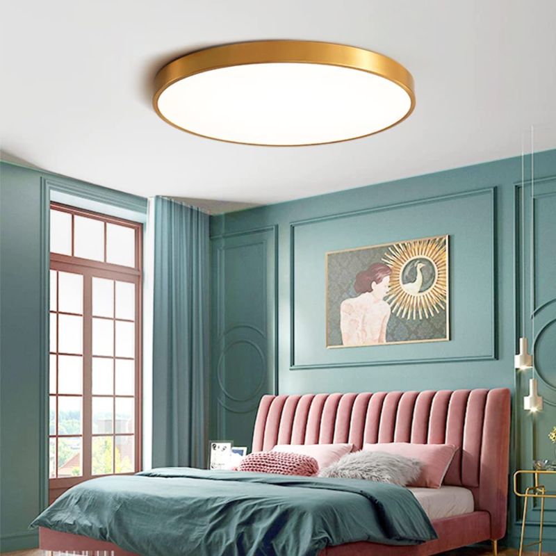 Photo 1 of 12 Inch Gold Flush Mount LED Ceiling Light Fixture, 24W 5000K Daylight White, 3200LM, Flat Modern Round Closet Lighting Fixtures, Low Profile Ceiling Lamp for Living Room, Hallway, Bedrooms.etc.
