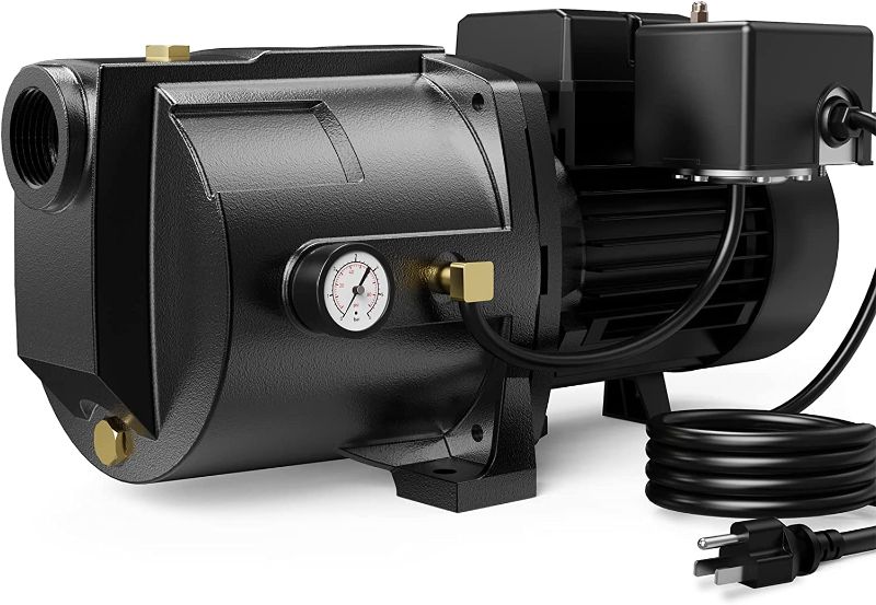 Photo 2 of Aquastrong 3/4HP Shallow Well Jet Pump, 1130GPH, Cast Iron, Well Depth Up to 25ft, 115V/230V Dual Voltage, Automatic Pressure Switch, Versatile Pump for Farm, Lawn, Garden
