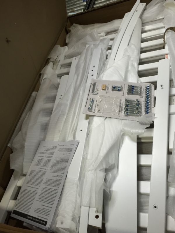 Photo 3 of Graco Benton 4-in-1 Convertible Crib - White * PARTS ONLY; CRACKED WOOD, MISSING HARDWARE