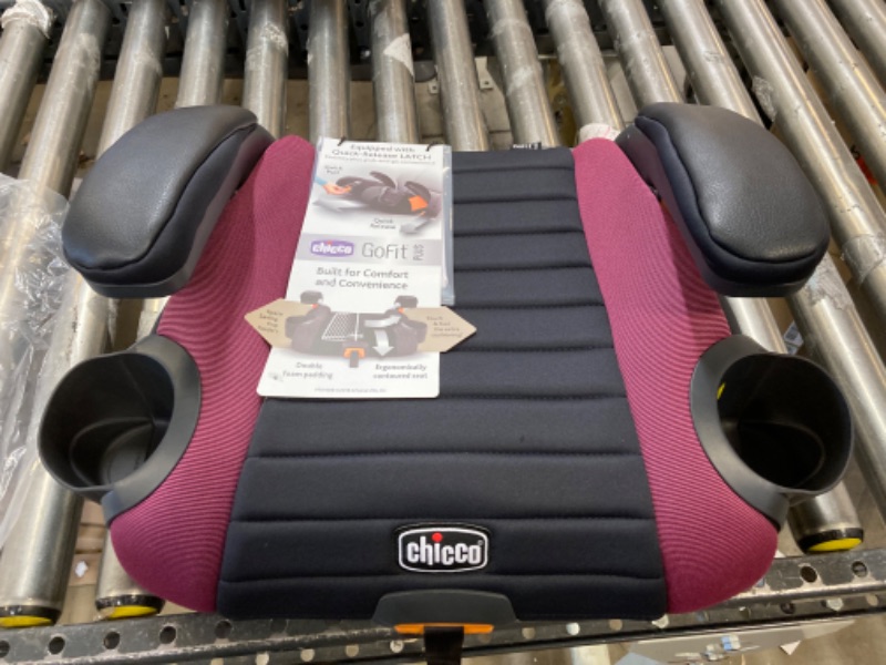 Photo 2 of Chicco GoFit Plus Backless Booster Car Seat with Quick-Release Latch, Travel Booster Seat for Car, Portable Car Booster Seat for Children 40-110 lbs. | Vivaci/Pink
