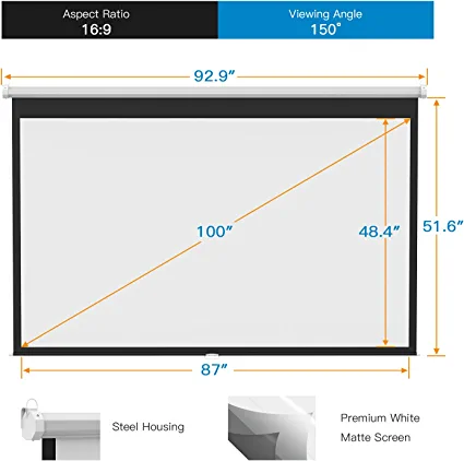 Photo 1 of 100 Inch Manual Pull Down Projector Screen