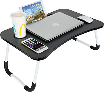 Photo 1 of CHARMDI Foldable Laptop Table,Portable Laptop Bed Tray Desk,Folding Breakfast Tray Lap Desks Bed Trays with Cup Holder,Notebook Reading Stand Bed Desk for Sofa Couch Floor-Black
