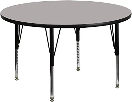 Photo 1 of 8'' Round Grey HP Laminate Activity Table - Reversible Top in Two Colors  - OAK/GREY
