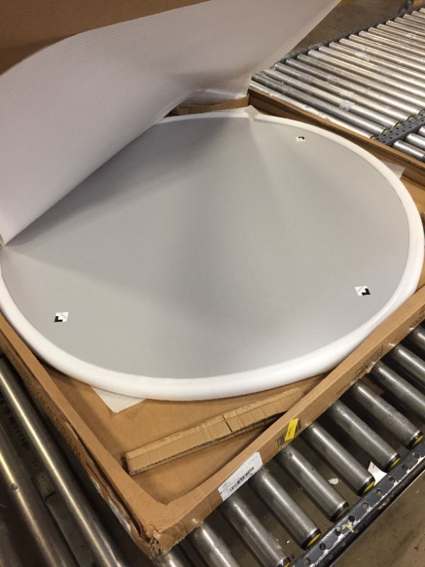 Photo 1 of 8'' Round Grey HP Laminate Activity Table - Reversible Top in Two Colors  - OAK/GREY