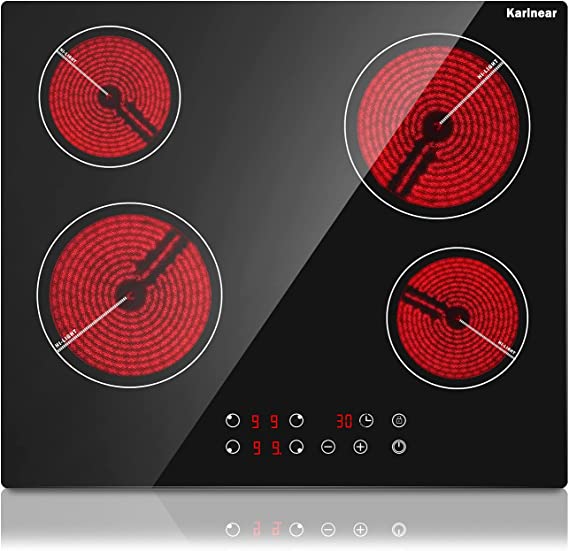 Photo 1 of 2 Burner Electric Cooktop, Cooksir 3000W Electric Stove Top, Cooktop 220-240V, 9 Power Level, Knob Control, Auto Shut Down Protection, Hard Wired, No Plug 2-Zones-Knob