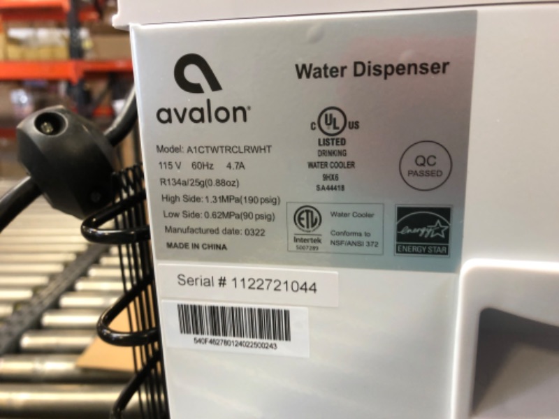 Photo 3 of Avalon Premium Hot/Cold Top Loading Countertop Water Cooler Dispenser With Child Safety Lock. UL/Energy Star Approved- White - A1CTWTRCLRWHT