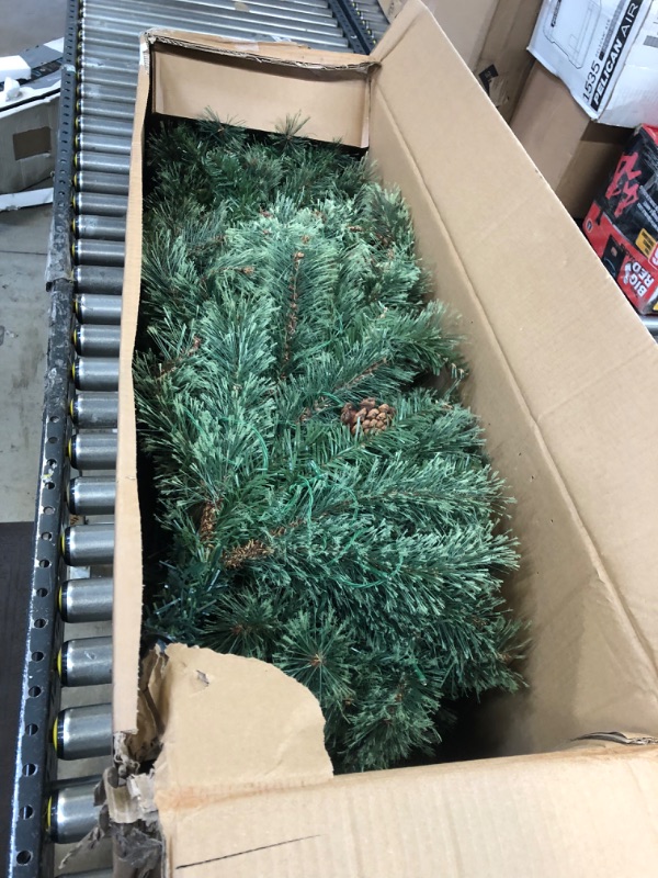 Photo 2 of 7ft. White Mountain Pine Artificial Christmas Tree with 400 Clear LED Lights and Pine Cones, Green-----like new 