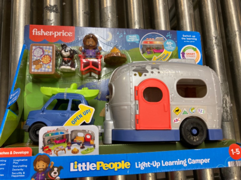 Photo 2 of Fisher-Price Little People Light-Up Learning Camper, 2-in-1 Vehicle and Interactive playset with Lights, Music and Educational Songs for Ages 1 to 5
