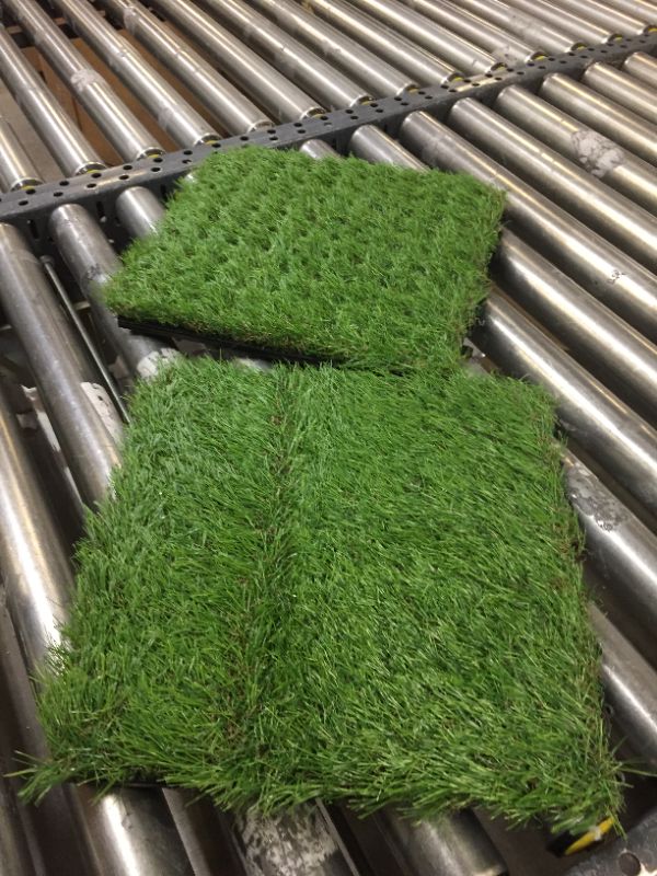 Photo 2 of 2 piece XLX TURF Artificial Grass Turf Tiles Interlocking, Fake Grass Tiles Self-draining for Pet Indoor/Outdoor Flooring Decor, 12"x12"
