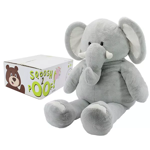 Photo 1 of Animal Adventure® Sqoosh2Poof Jumbo Plush 54" Elephant Character Compressed Inside Small Box
