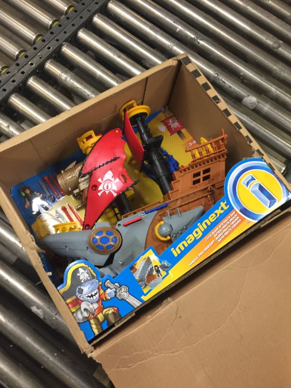 Photo 1 of Fisher-Price Imaginext Shark Bite Pirate Ship, Playset with Pirate Figures and Accessories for Preschool Kids Ages 3 to 8 Years Standard Playset