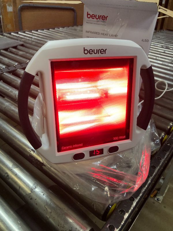 Photo 2 of Beurer IL50 Infrared Heat Lamp, Red Light Heat Device (Portable), for Muscle Pain and Pain Relief, for Cold Relief, Improves Blood Circulation, 300W, Safety-Features