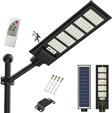 Photo 1 of 350W Solar Street Light Outdoor, 400LED Solar Flood Lights Outdoor Dusk to Dawn Motion Sensor, with Remote Control & Bracket, Security Solar Outdoor Lights IP66 Waterproof Lamp for Yard Garden Street
