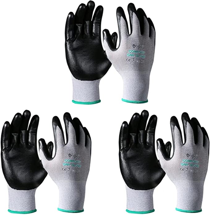 Photo 1 of Brigic Work Gloves for Men & Women, Power Grip, Touchscreen, Durable Foam Nitrile Coated, for Masonry Warehouse Gardening